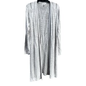 Hooked up by IOT gray open front longline cardigan